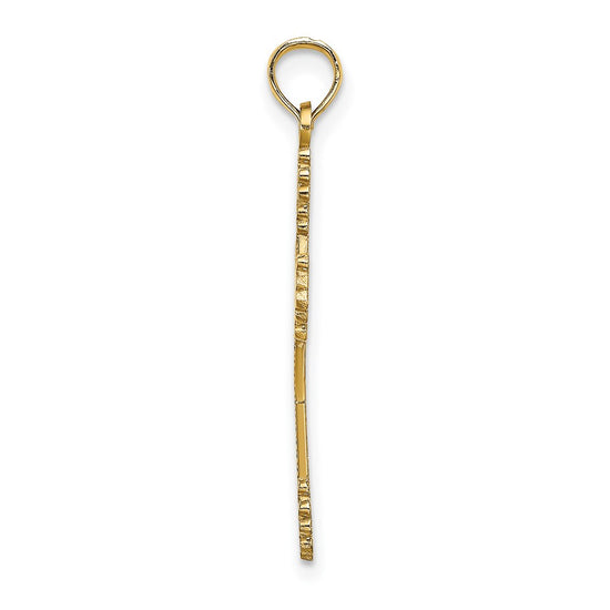 14K Beaded Tip Cross with Heart Center Charm