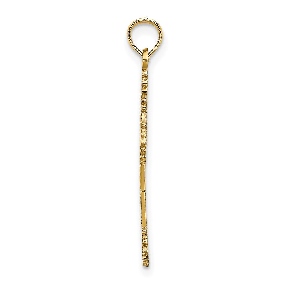 14K Beaded Tip Cross with Heart Center Charm