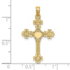 14K Beaded Tip Cross with Heart Center Charm