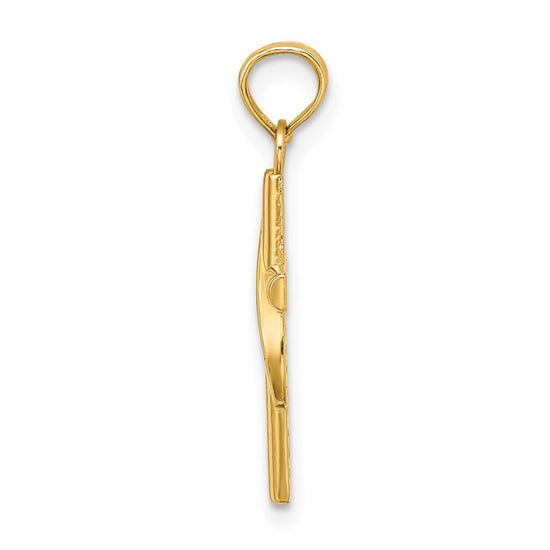 14K Polished with Drape Cross Charm