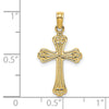 14K Polished Textured Cross Charm