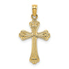 14K Polished Textured Cross Charm