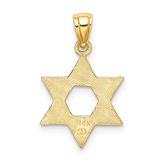 14K Textured Swirls Star Of David Charm