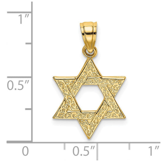14K Textured Swirls Star Of David Charm
