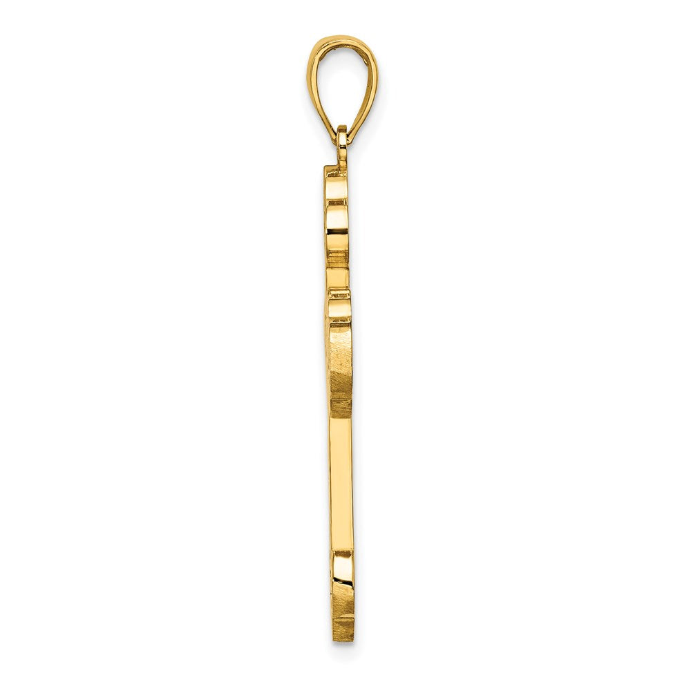 14K Scroll Cross with Sunburst Center Charm