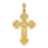 14K Scroll Cross with Sunburst Center Charm
