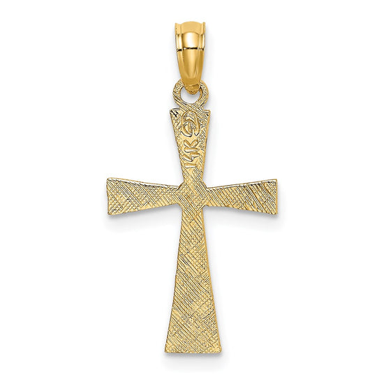 14K Textured Cross with Flared Tips Charm