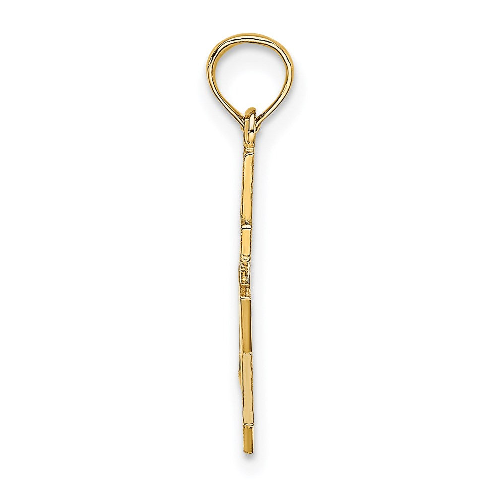 14K Polished and Textured Star Of David and Cross Charm