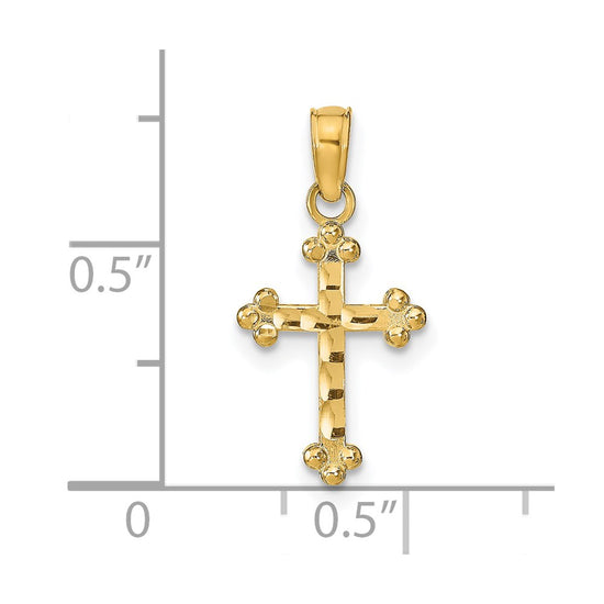 14k Diamond-cut Cross Pendant