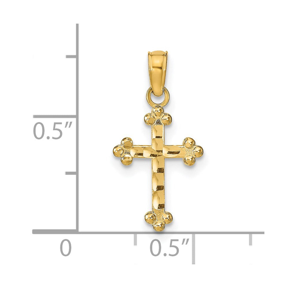 14k Diamond-cut Cross Pendant