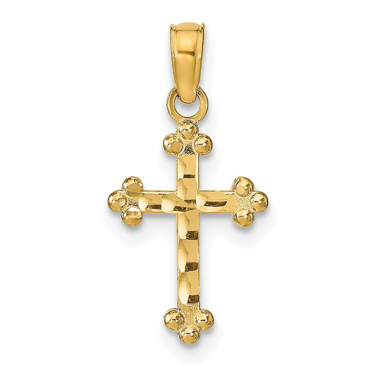14k Diamond-cut Cross Pendant