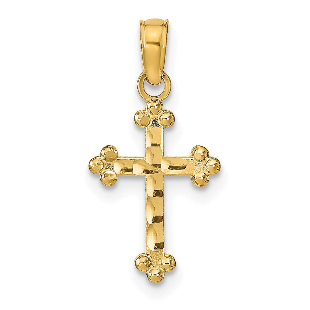 14k Diamond-cut Cross Pendant