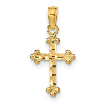 14k Diamond-cut Cross Pendant