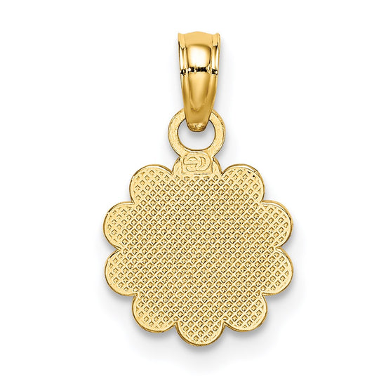14K Praying Hands and Cross On Scalloped Round Disc Charm