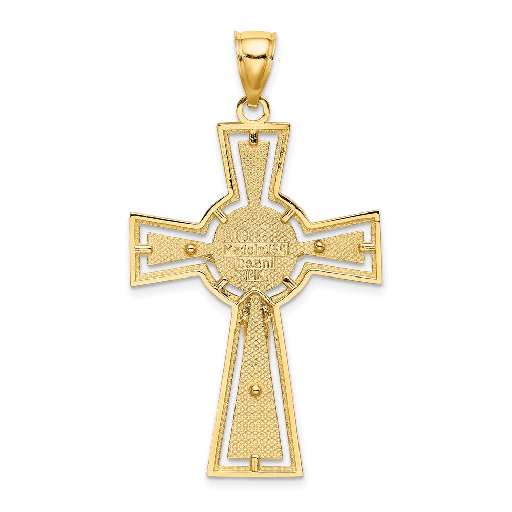 14K Cut-Out Crucifix with Center Circle Charm