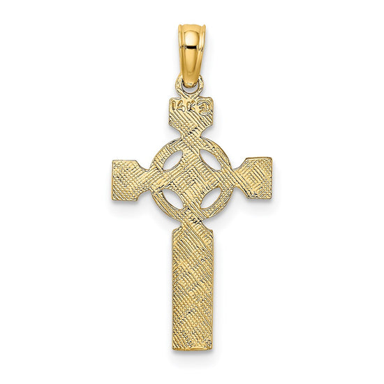 14K Textured Celtic Cross with Eternity Circle Charm