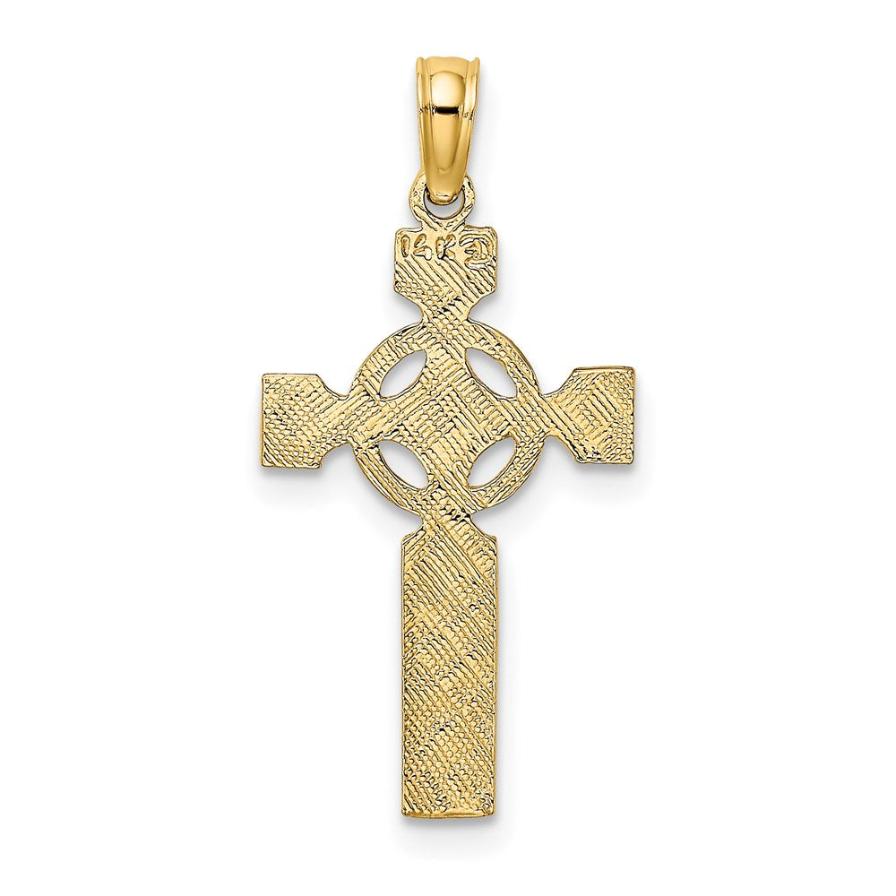 14K Textured Celtic Cross with Eternity Circle Charm
