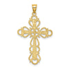 14K Polished Lace Trim Cross Charm