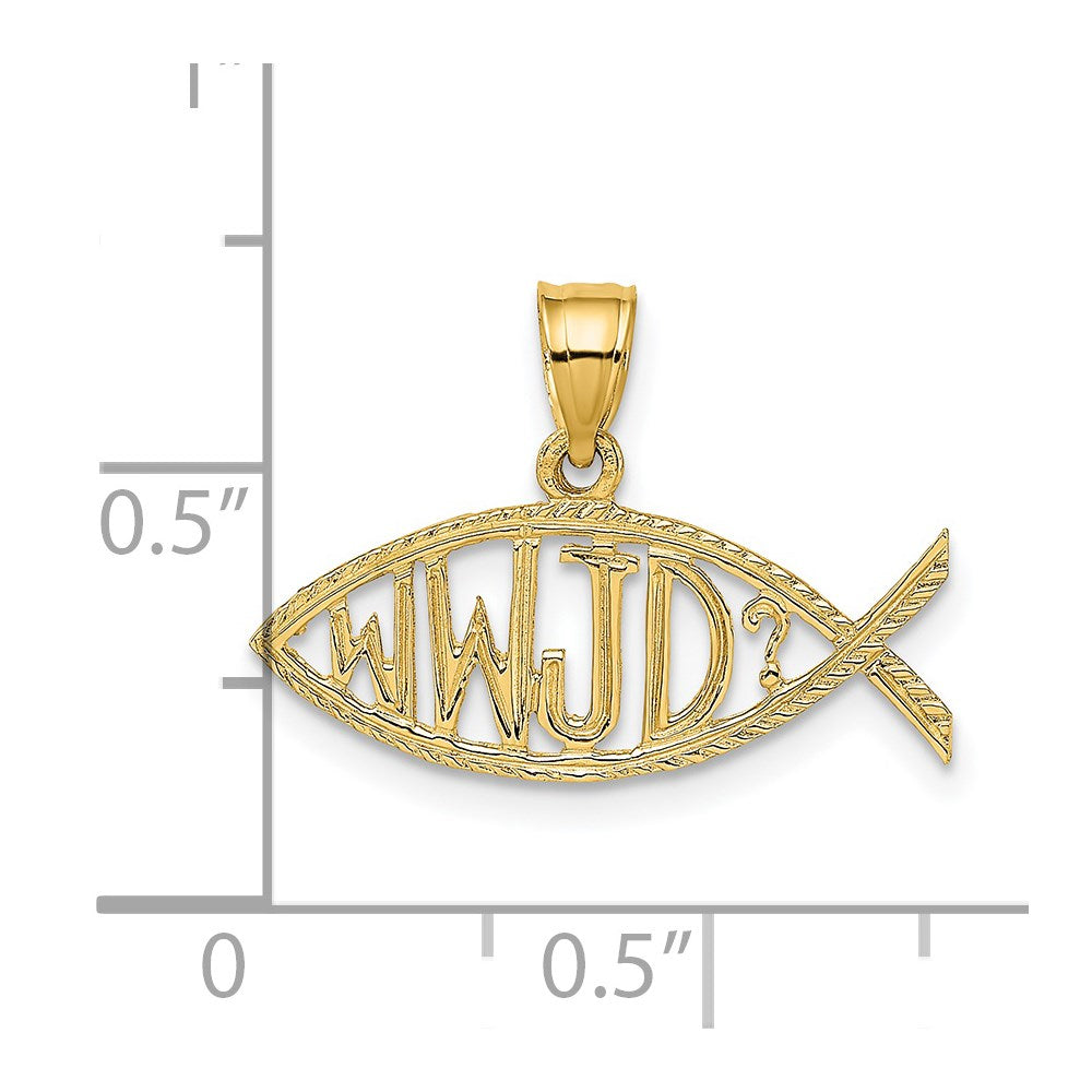 14K WWJD Ichthus Fish Charm