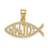 14K WWJD Ichthus Fish Charm