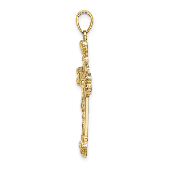 14K Crucifix with Sunburst Charm