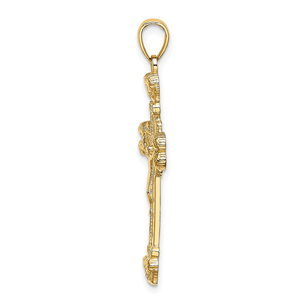 14K Crucifix with Sunburst Charm