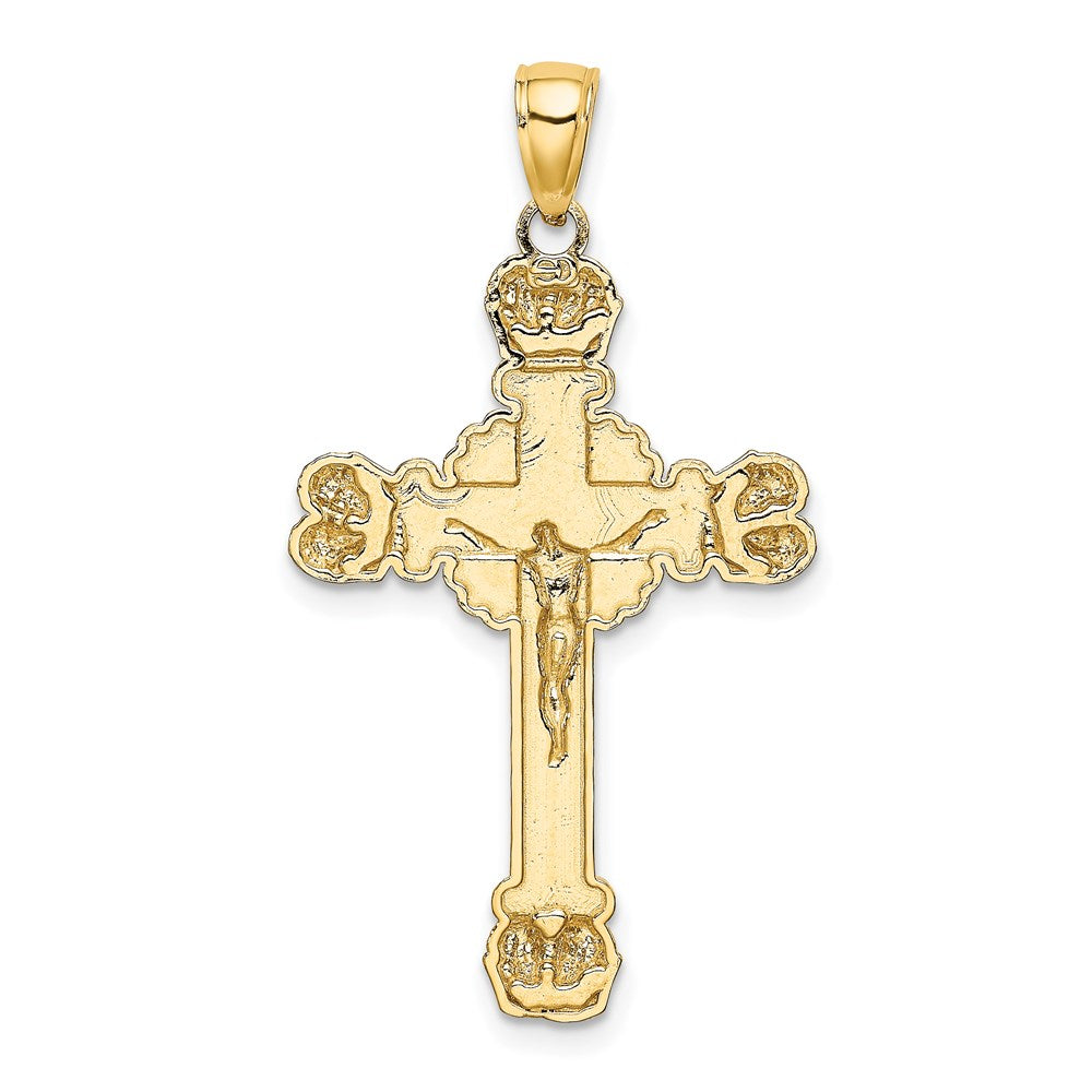 14K Crucifix with Sunburst Charm