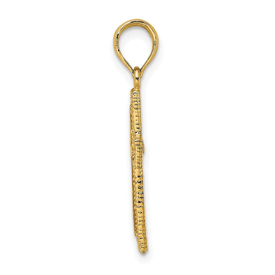 14K Cross with Textured Border Design Charm
