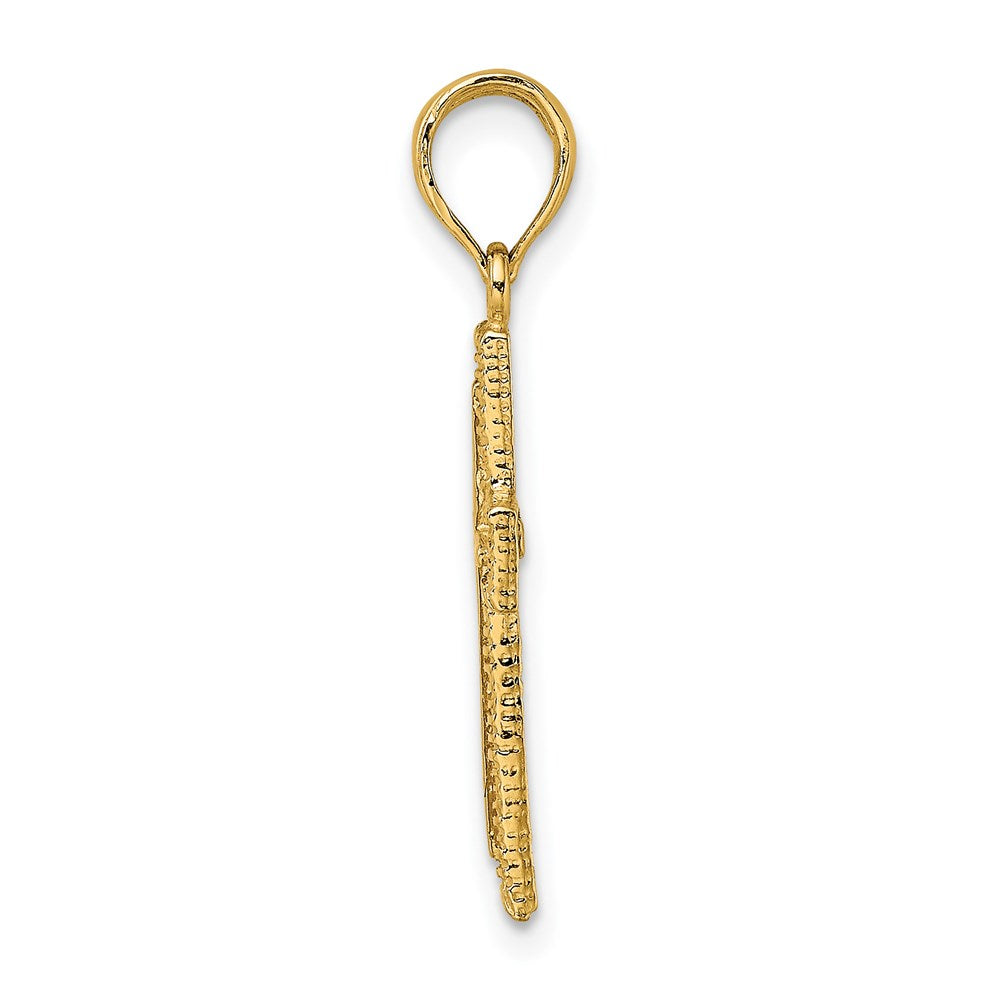 14K Cross with Textured Border Design Charm