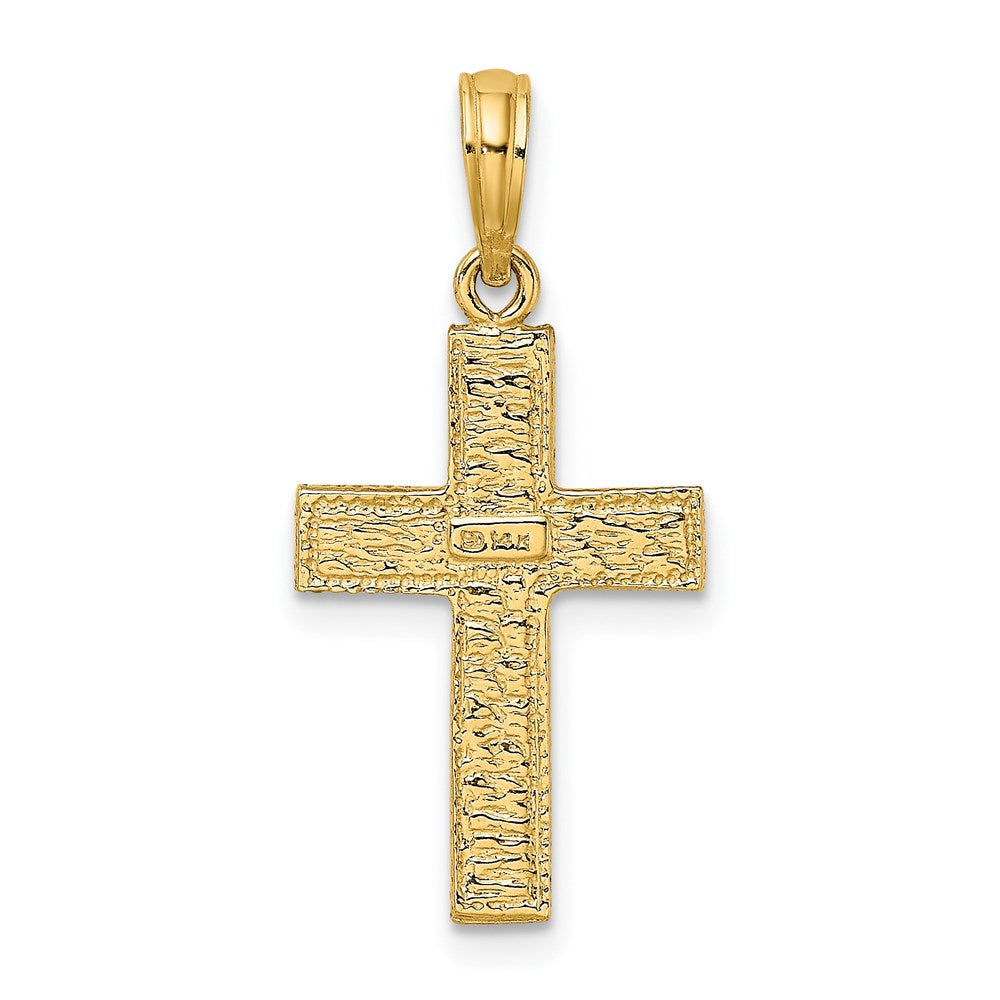 14K Cross with Textured Border Design Charm