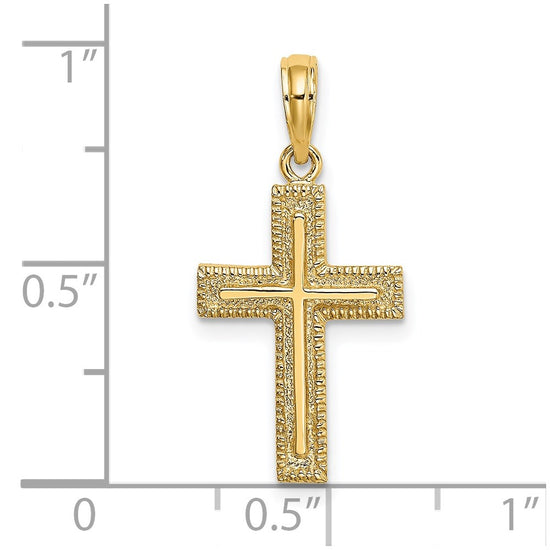 14K Cross with Textured Border Design Charm