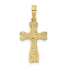 14K Cross with Textured Heart Edges Design Charm