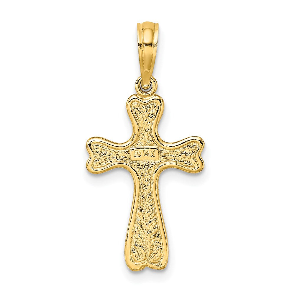 14K Cross with Textured Heart Edges Design Charm