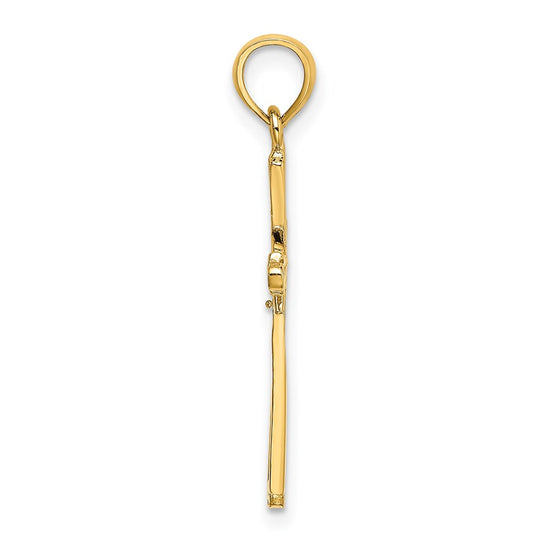 14K Polished with -X- Center Cross Charm