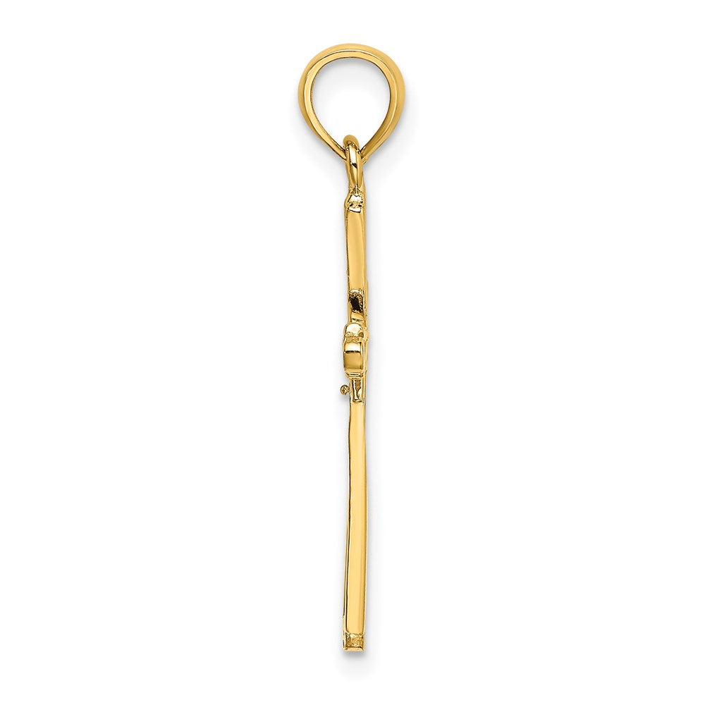 14K Polished with -X- Center Cross Charm