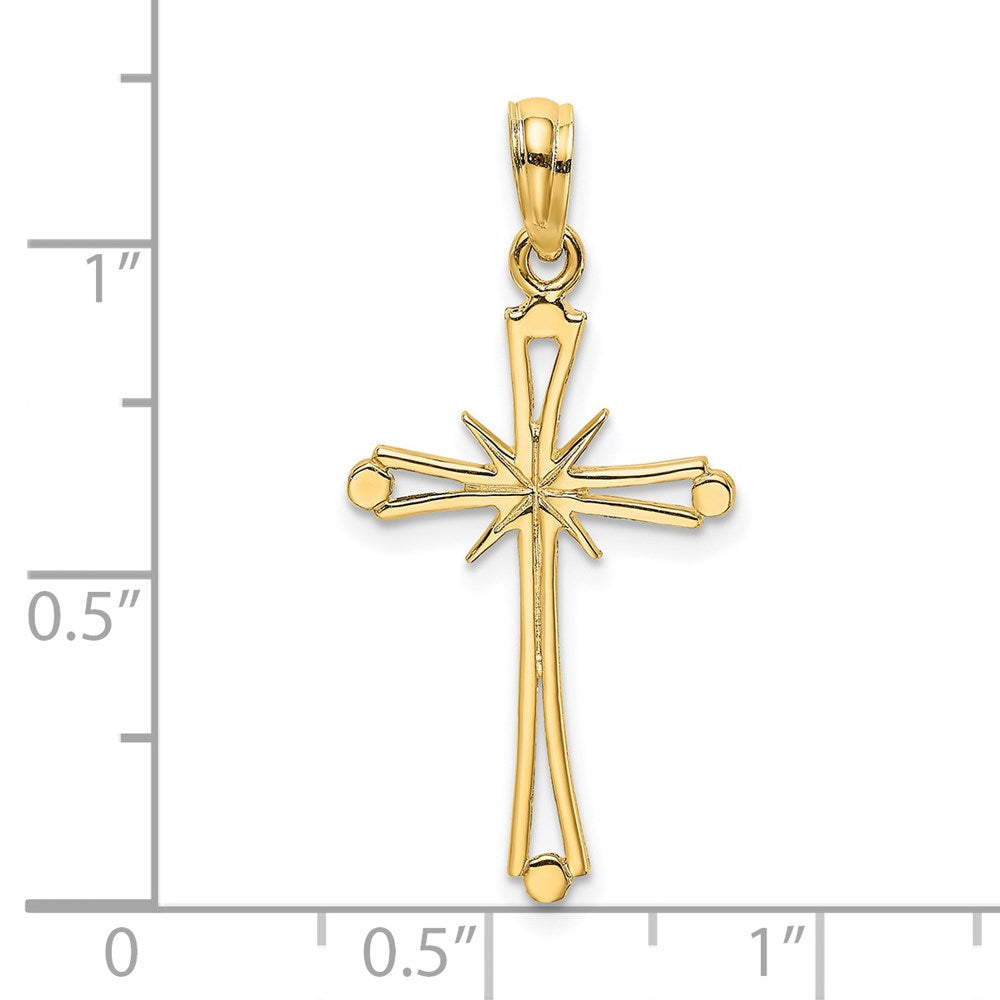 14K Polished with -X- Center Cross Charm
