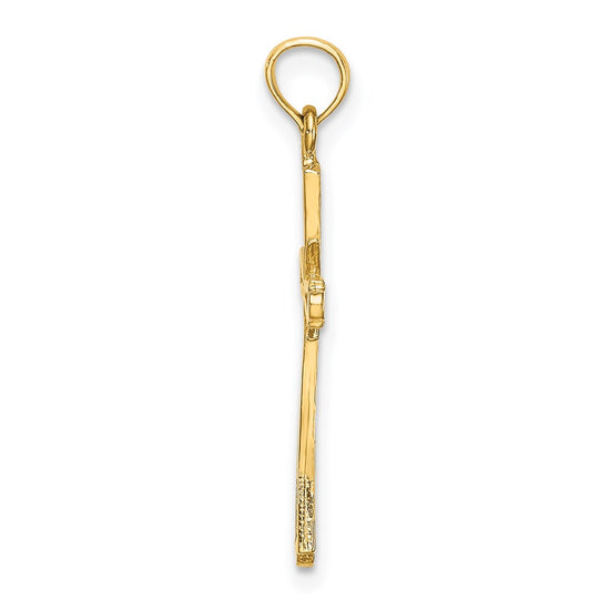 14K Diamond-cut with -X-Center On Cross Charm