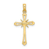 14K Diamond-cut with -X-Center On Cross Charm