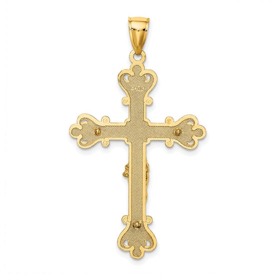 14K Textured Crucifix Charm