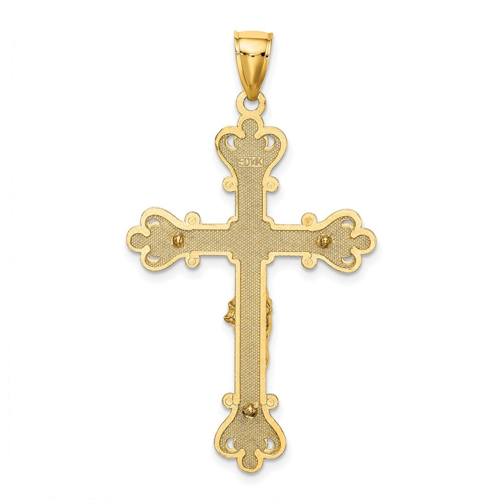 14K Textured Crucifix Charm