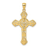 14K Textured Crucifix with Floral Tips Charm