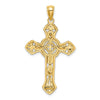 14K Cut-Out Floral Cross Pendant