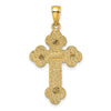 14K Textured Budded Cross Charm