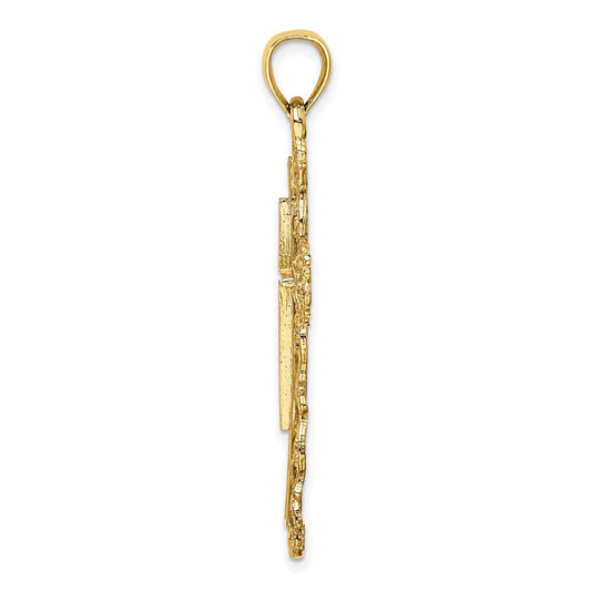 14K Cross with Lace Trim Charm