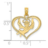 14K Polished Angel In Heart Charm
