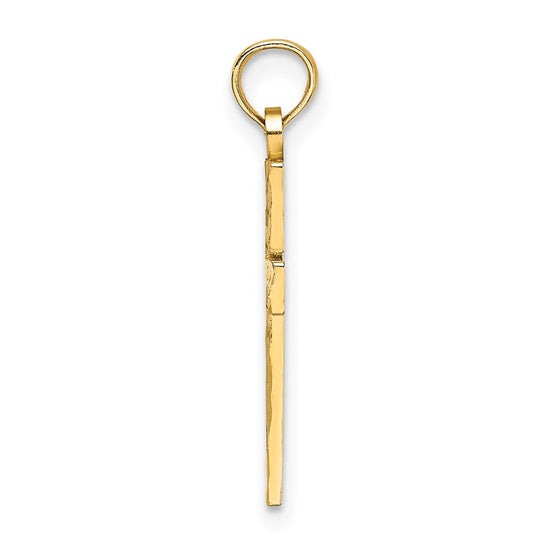 14K Diamond-cut Block Cross  Charm