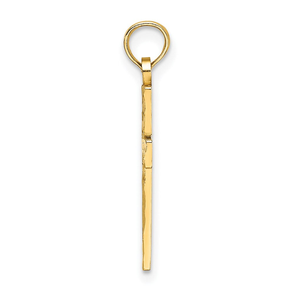 14K Diamond-cut Block Cross  Charm