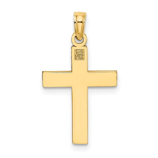 14K Diamond-cut Block Cross  Charm