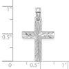 14K White Gold Diamond-cut Block Cross  Charm
