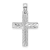 14K White Gold Diamond-cut Block Cross  Charm